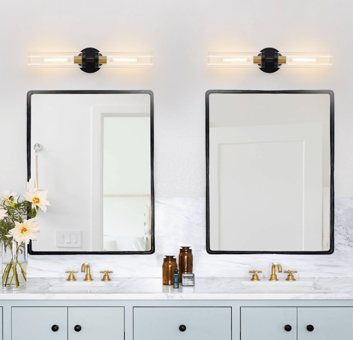 Black & Brass Cylinder Wall Sconces - Alfanite Store